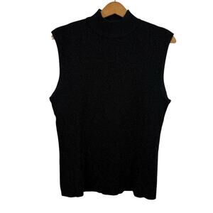 Vintage Talbots Women Mock Neck Sweater Size XL Sleeveless Silk Blend 90s Y2K